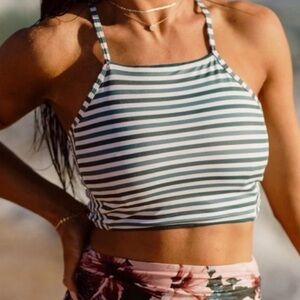 Albion Teal and White Striped Top